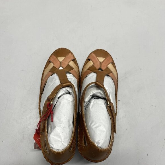 NEW PIKOLINOS Vila Wedge Sandals Brandy Leather Size 5.5-6 - Picture 2 of 7